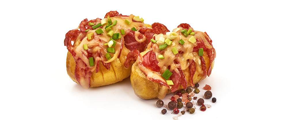 Baked Potato with bacon, cheese and green onion